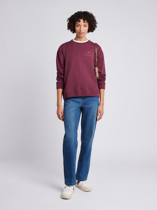 Womens Double Horsemen Mallet Graphic Crew Sweat in Fig