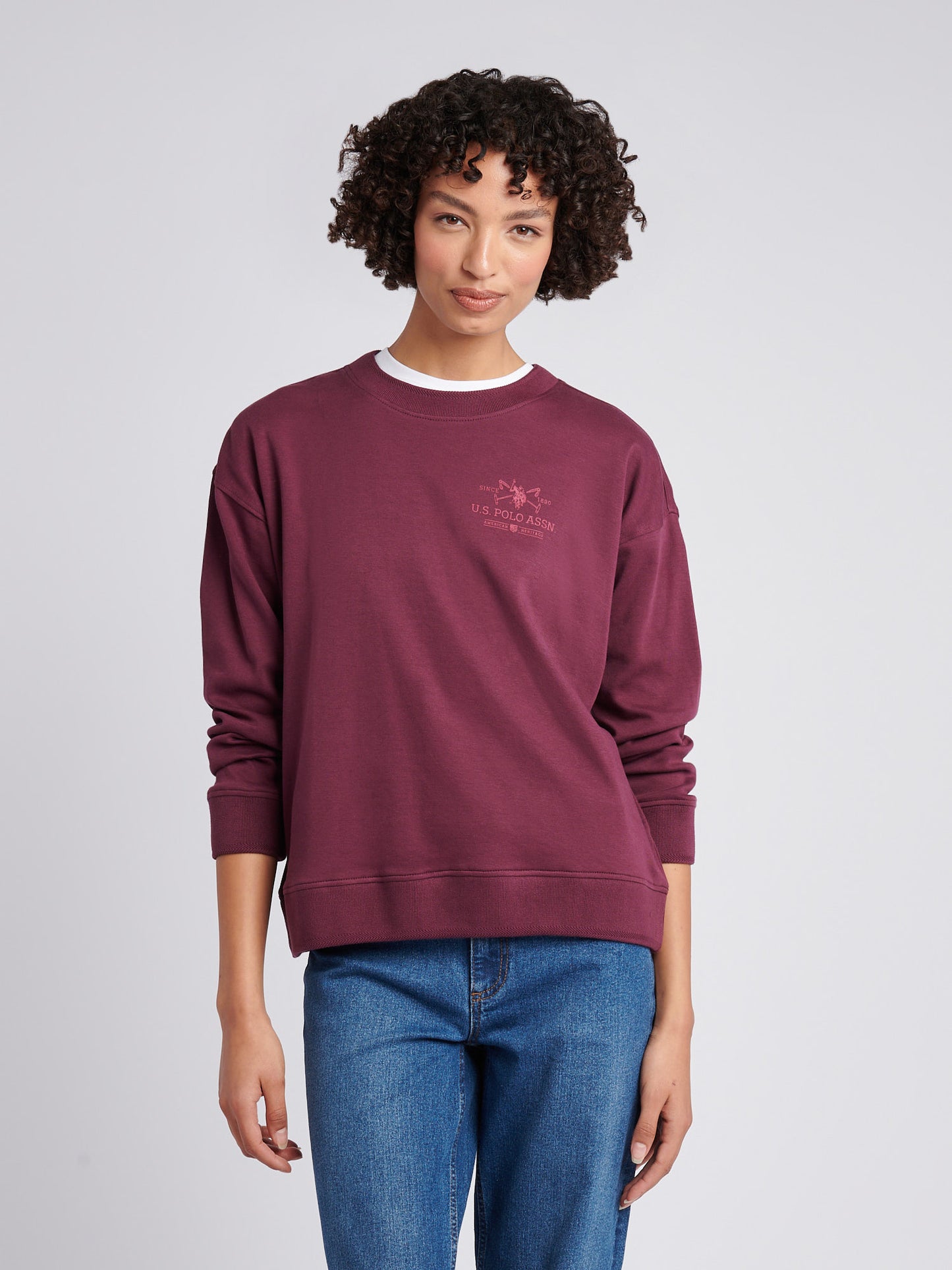 Womens Double Horsemen Mallet Graphic Crew Sweat in Fig