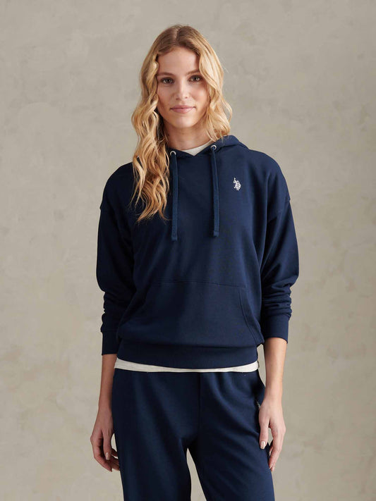 Womens Double Horsemen Hoodie in Navy Iris