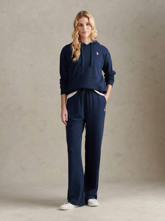 Womens Double Horsemen Hoodie in Navy Iris