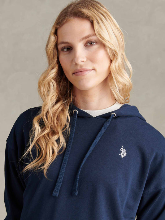 Womens Double Horsemen Hoodie in Navy Iris