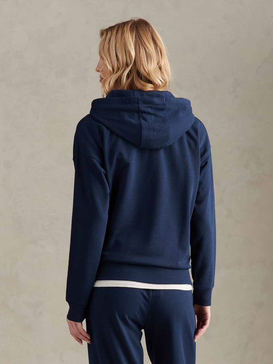 Womens Double Horsemen Hoodie in Navy Iris