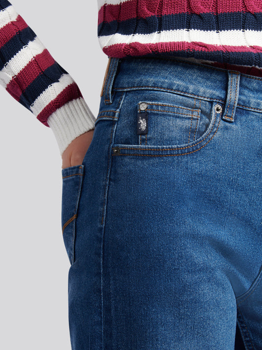 Womens Wide Fit Jean in Mid Wash