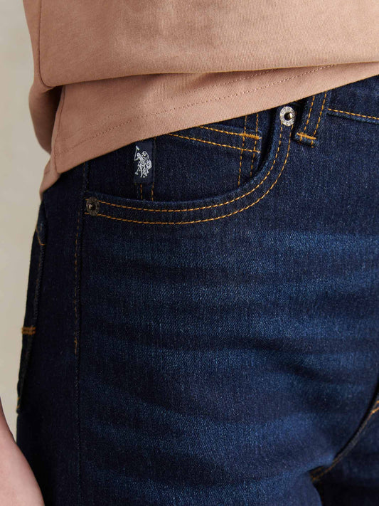 Womens Wide Fit Jean in Dark Indigo Wash