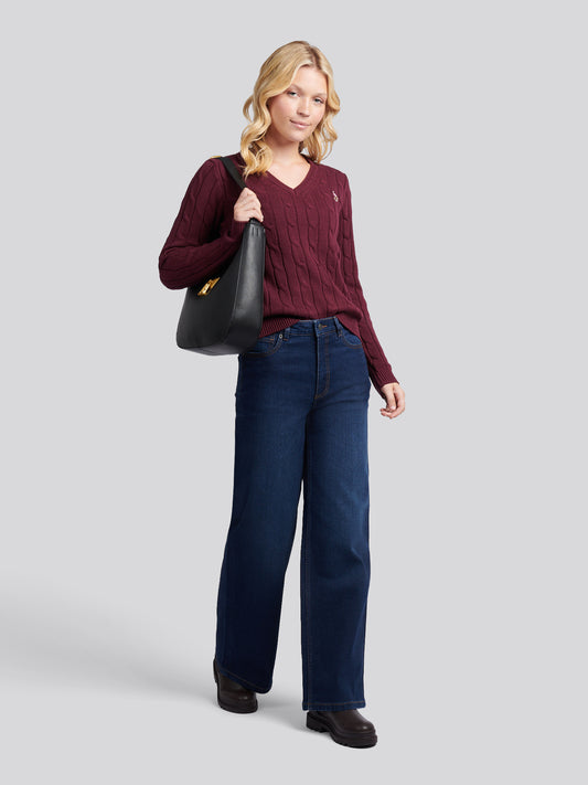 Womens Wide Fit Jean in Dark Blue Wash