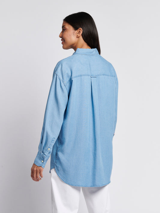 Womens Chambray Overshirt in Light Chambray Blue