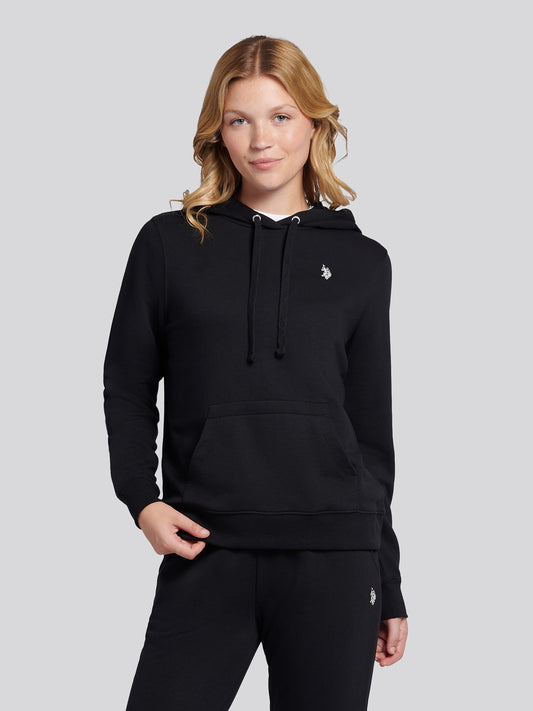 Womens Double Horsemen Loopback Hoodie in Black