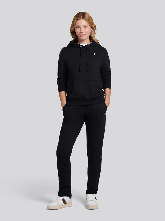 Womens Double Horsemen Loopback Hoodie in Black