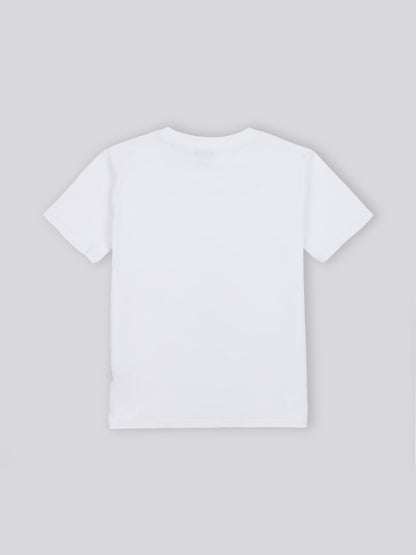 Womens Double Horsemen Print Crew Neck T-Shirt in Bright White