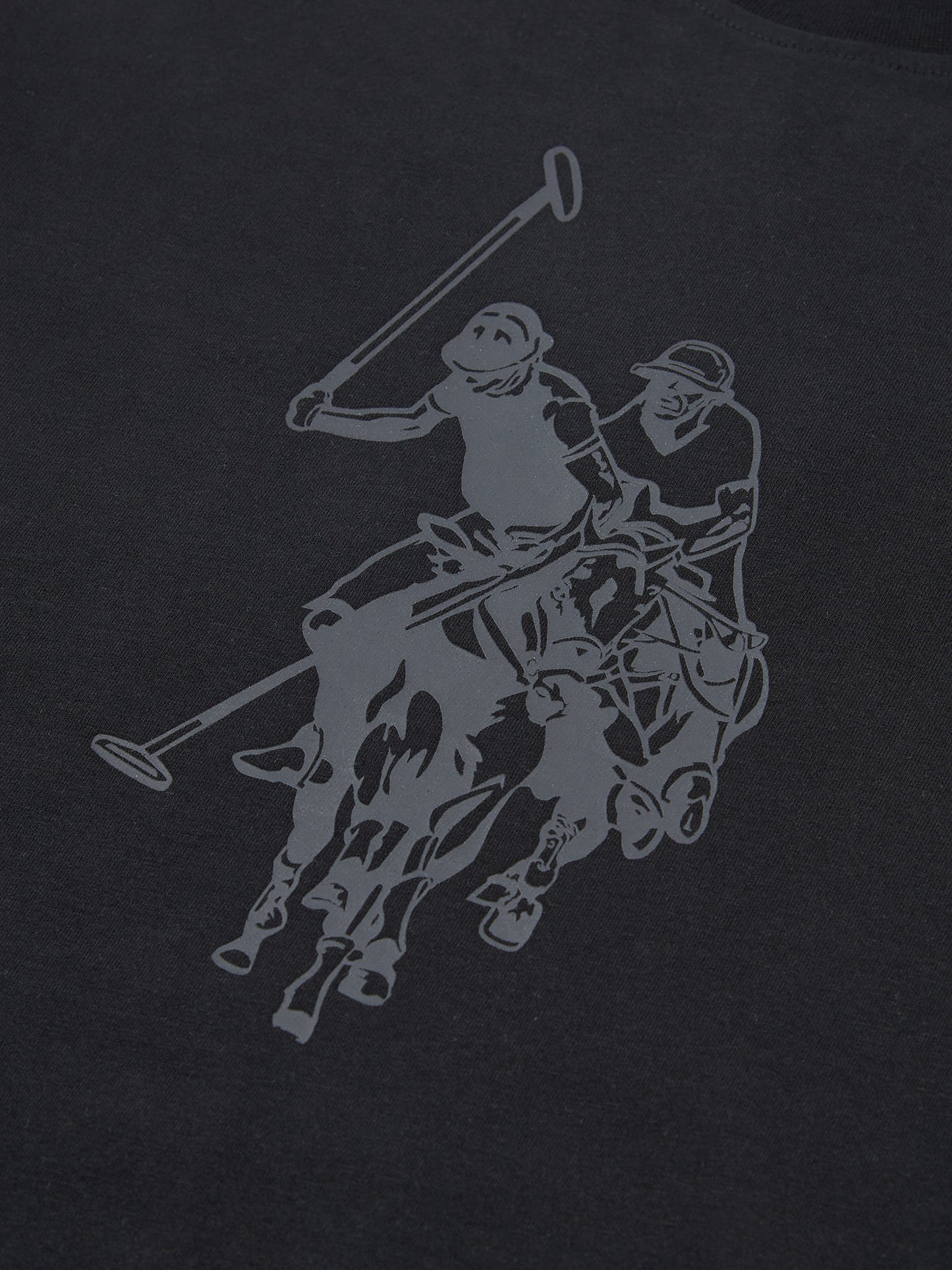 Womens Double Horsemen Print Crew Neck T-Shirt in Black
