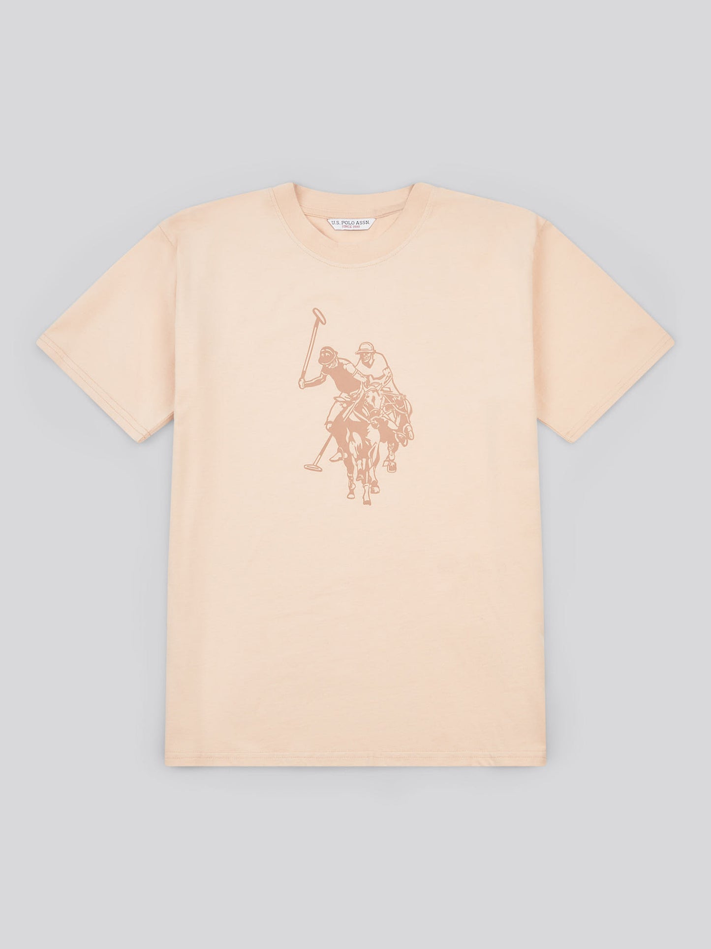 Womens Double Horsemen Print Crew Neck T-Shirt in Smoke Gray