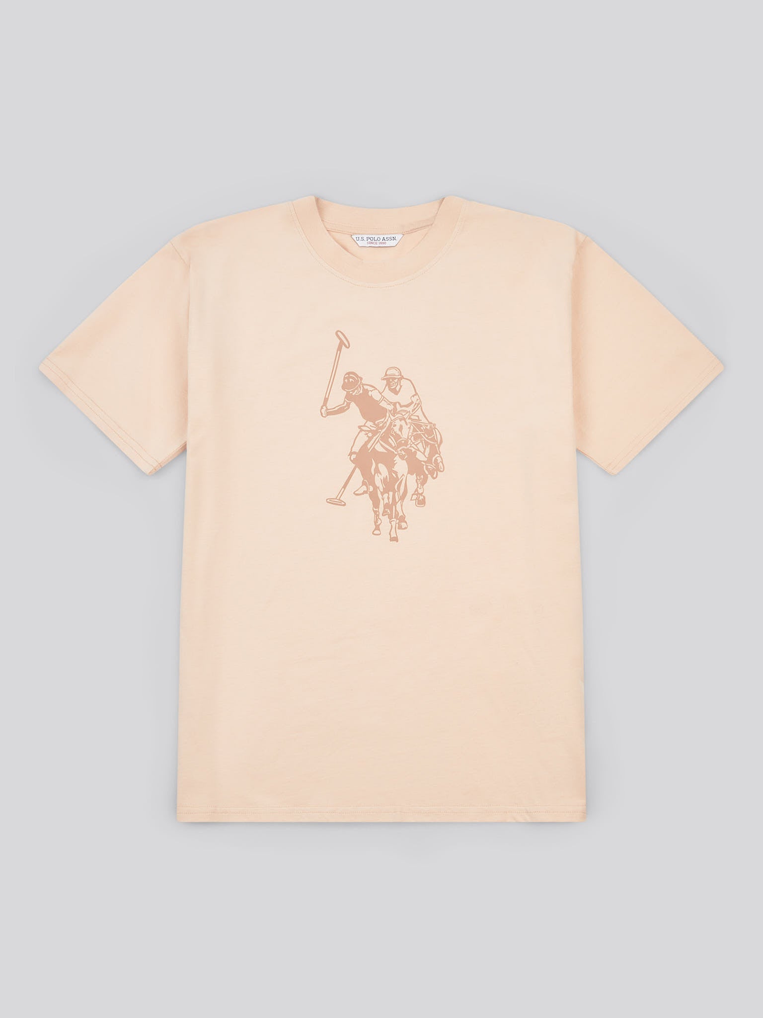 Womens Double Horsemen Print Crew Neck T-Shirt in Smoke Gray