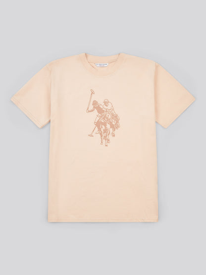 Womens Double Horsemen Print Crew Neck T-Shirt in Smoke Gray