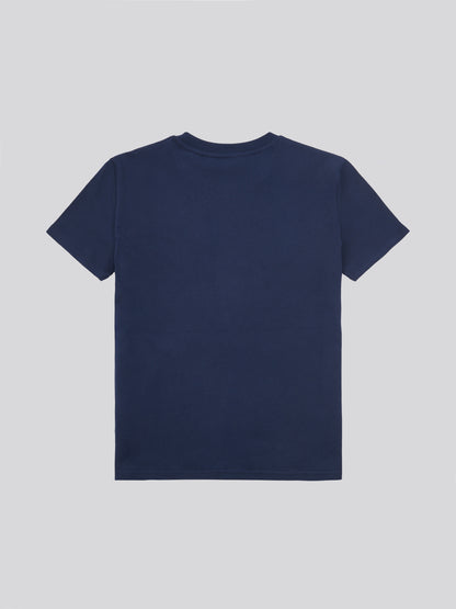Womens Double Horsemen Print Crew Neck T-Shirt in Navy Iris