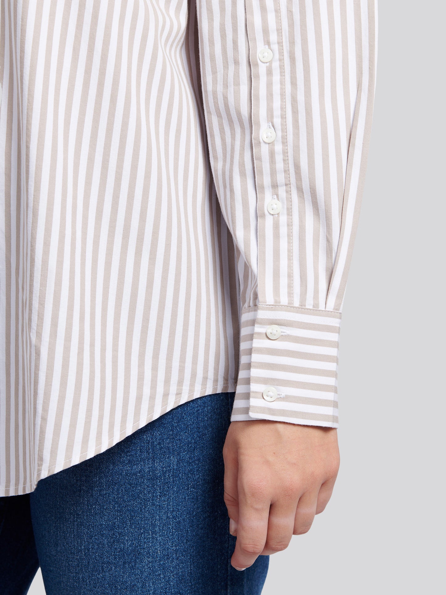 Womens Cotton Poplin Loose Fit Stripe Shirt in Atmosphere