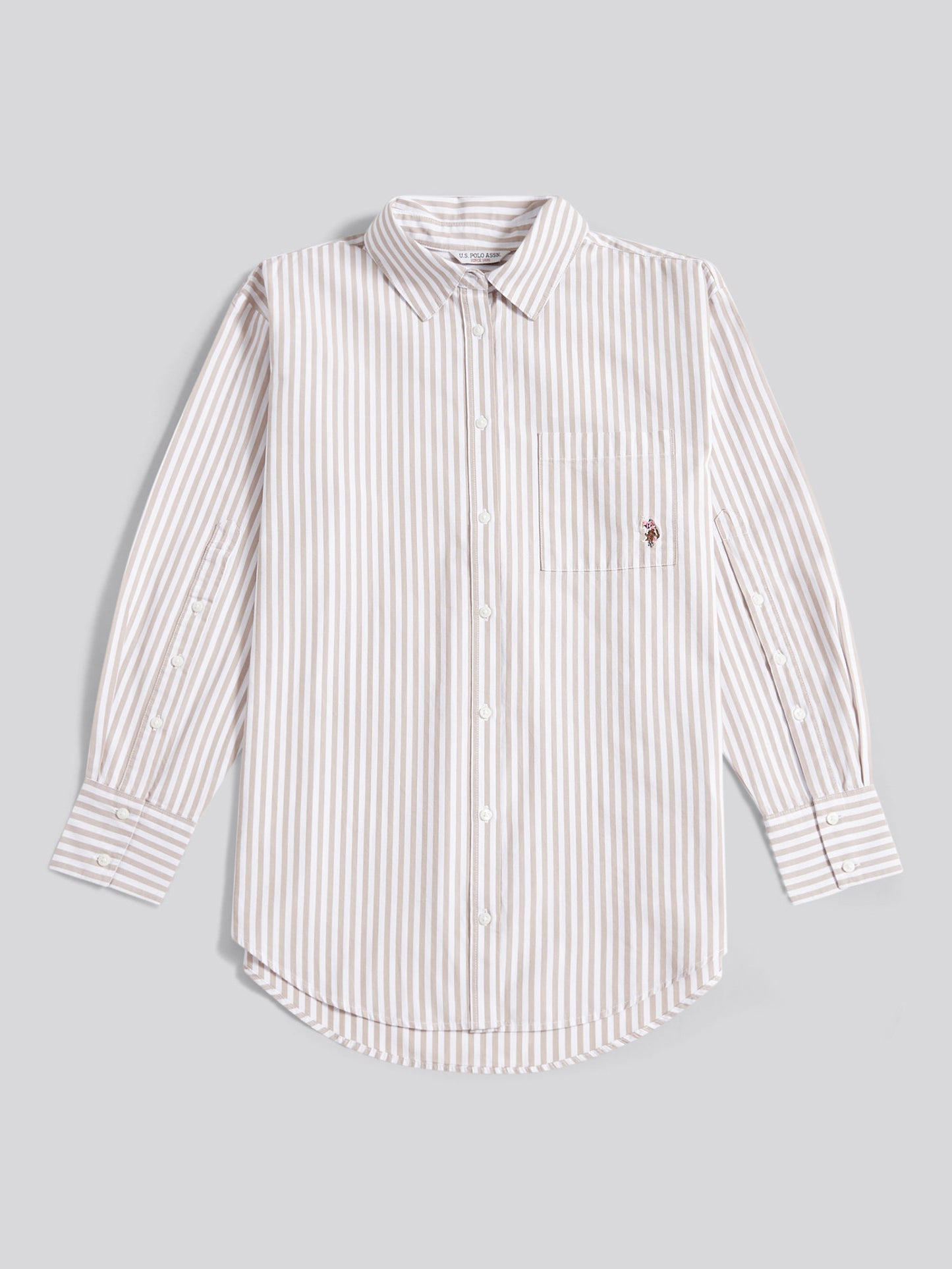 Womens Cotton Poplin Loose Fit Stripe Shirt in Atmosphere