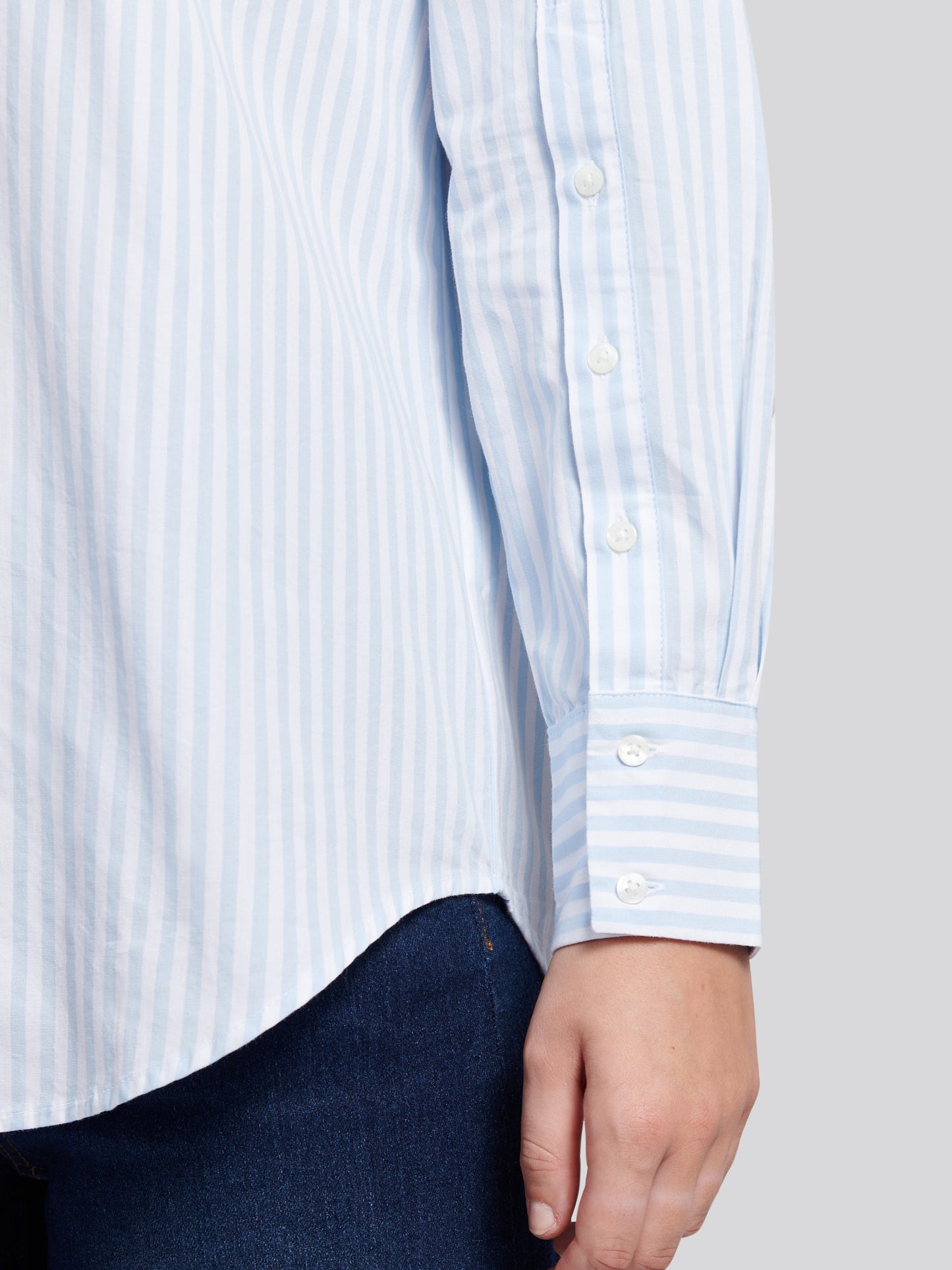 Womens Cotton Poplin Loose Fit Stripe Shirt in Windsurfer