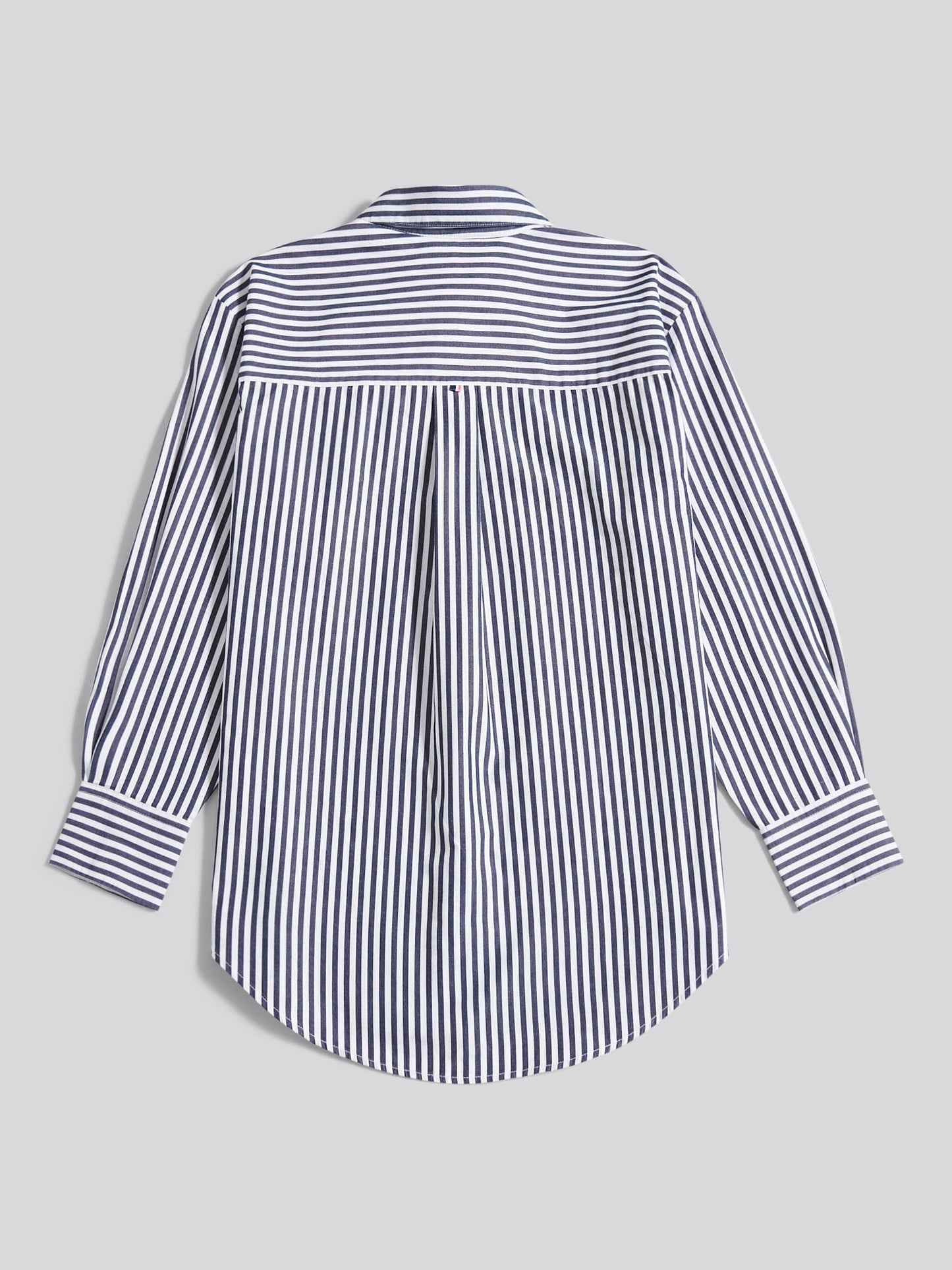 Womens Cotton Poplin Loose Fit Stripe Shirt in Navy Iris
