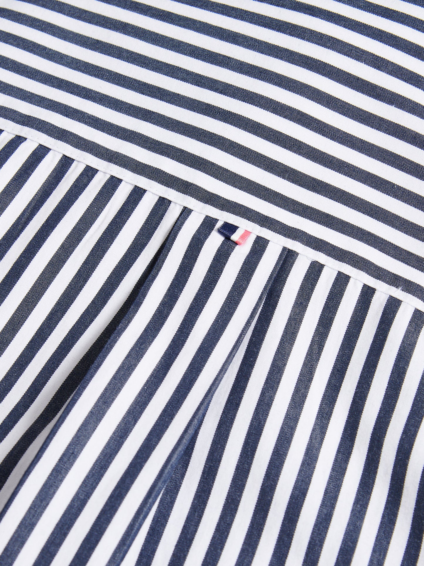 Womens Cotton Poplin Loose Fit Stripe Shirt in Navy Iris