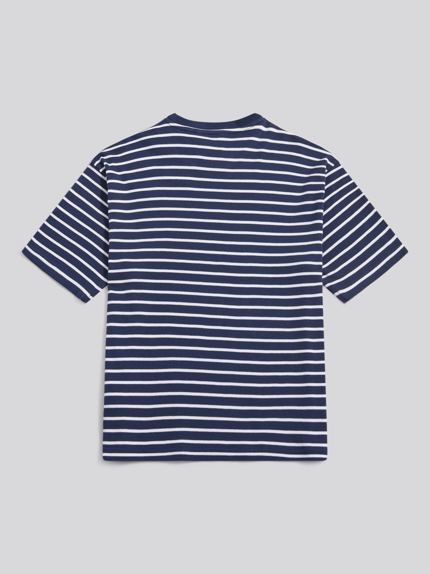 Womens Heavyweight Stripe Loose Crew Neck T-Shirt in Navy Iris