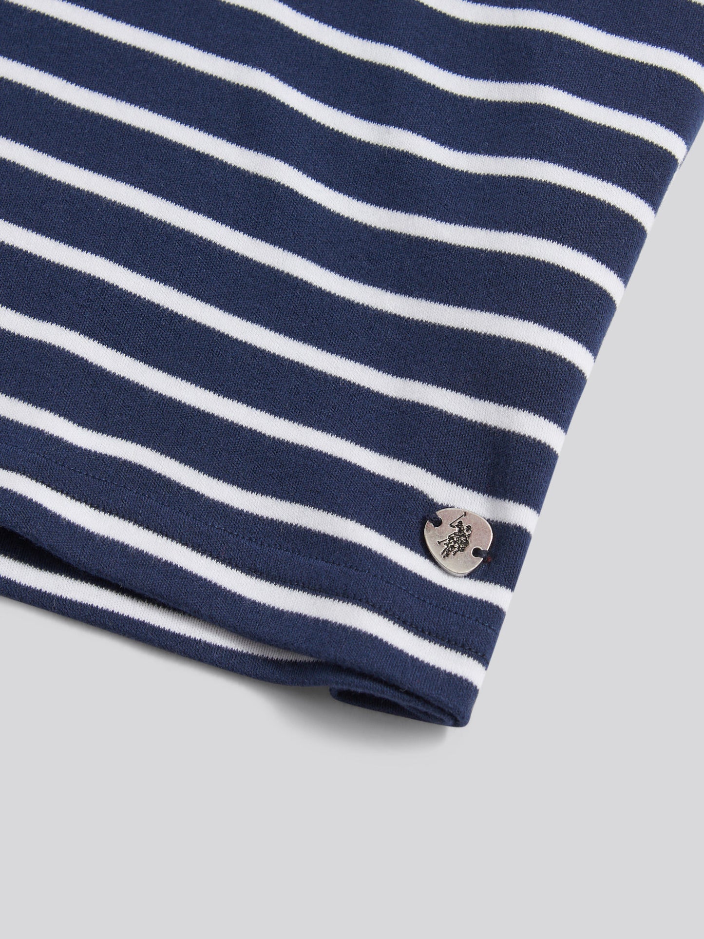 Womens Heavyweight Stripe Loose Crew Neck T-Shirt in Navy Iris