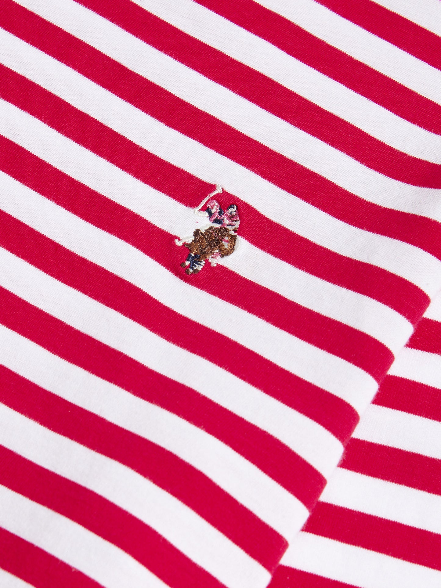 Womens Stripe Long Sleeve T-Shirt in Jalapeno Red