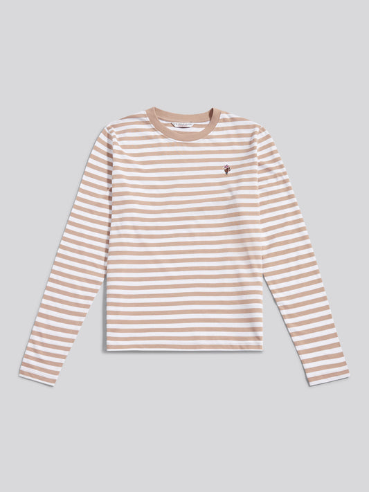 Womens Stripe Long Sleeve T-Shirt in Natural