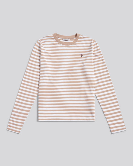 Womens Stripe Long Sleeve T-Shirt in Natural