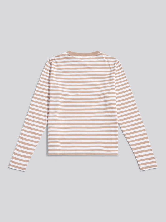 Womens Stripe Long Sleeve T-Shirt in Natural
