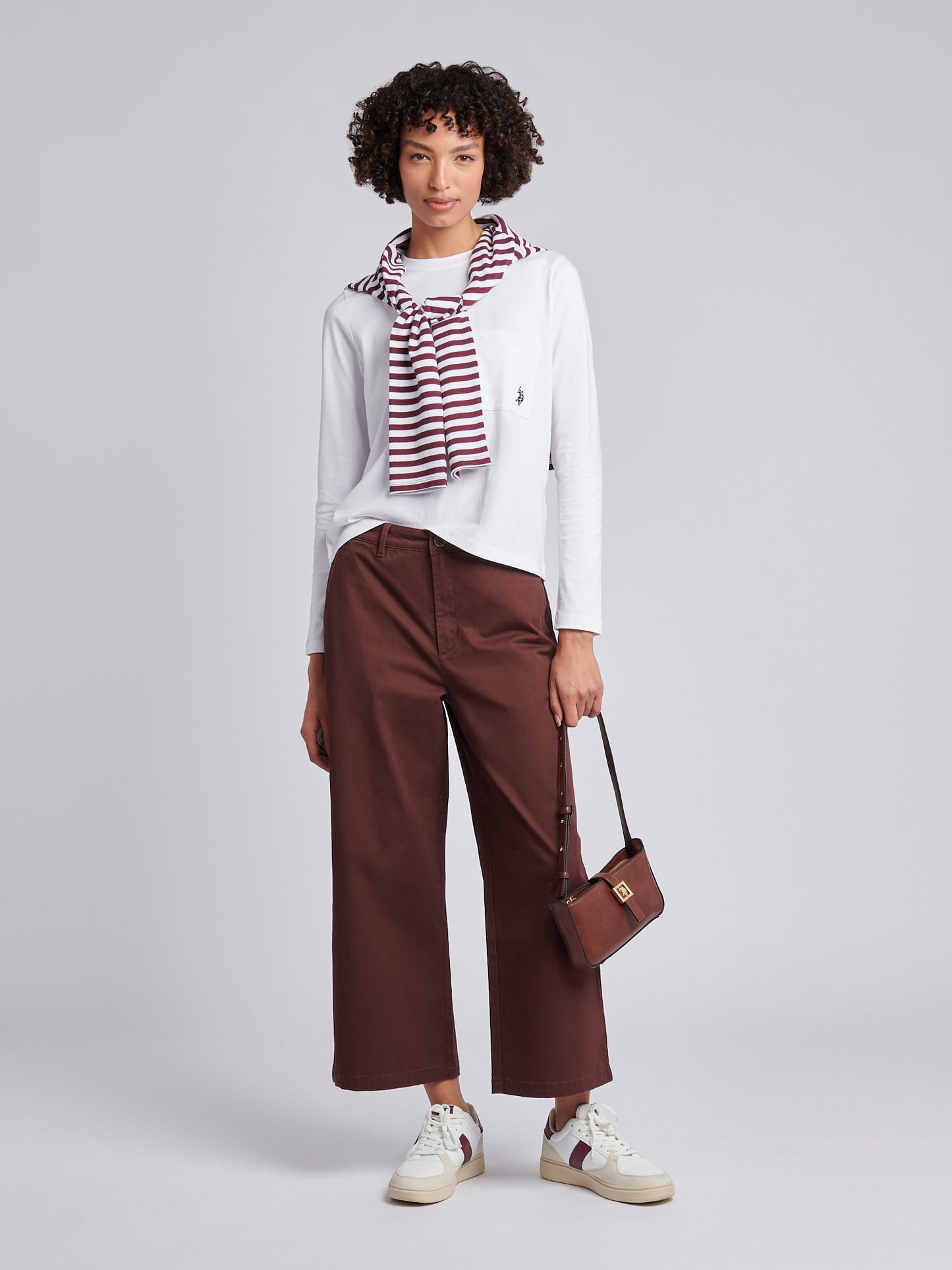 Womens Long Sleeve Pocket T-Shirt in Bright White