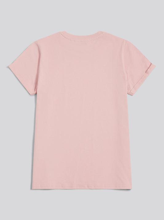 Womens Large Tonal Double Horsemen T-Shirt in Silver Pink