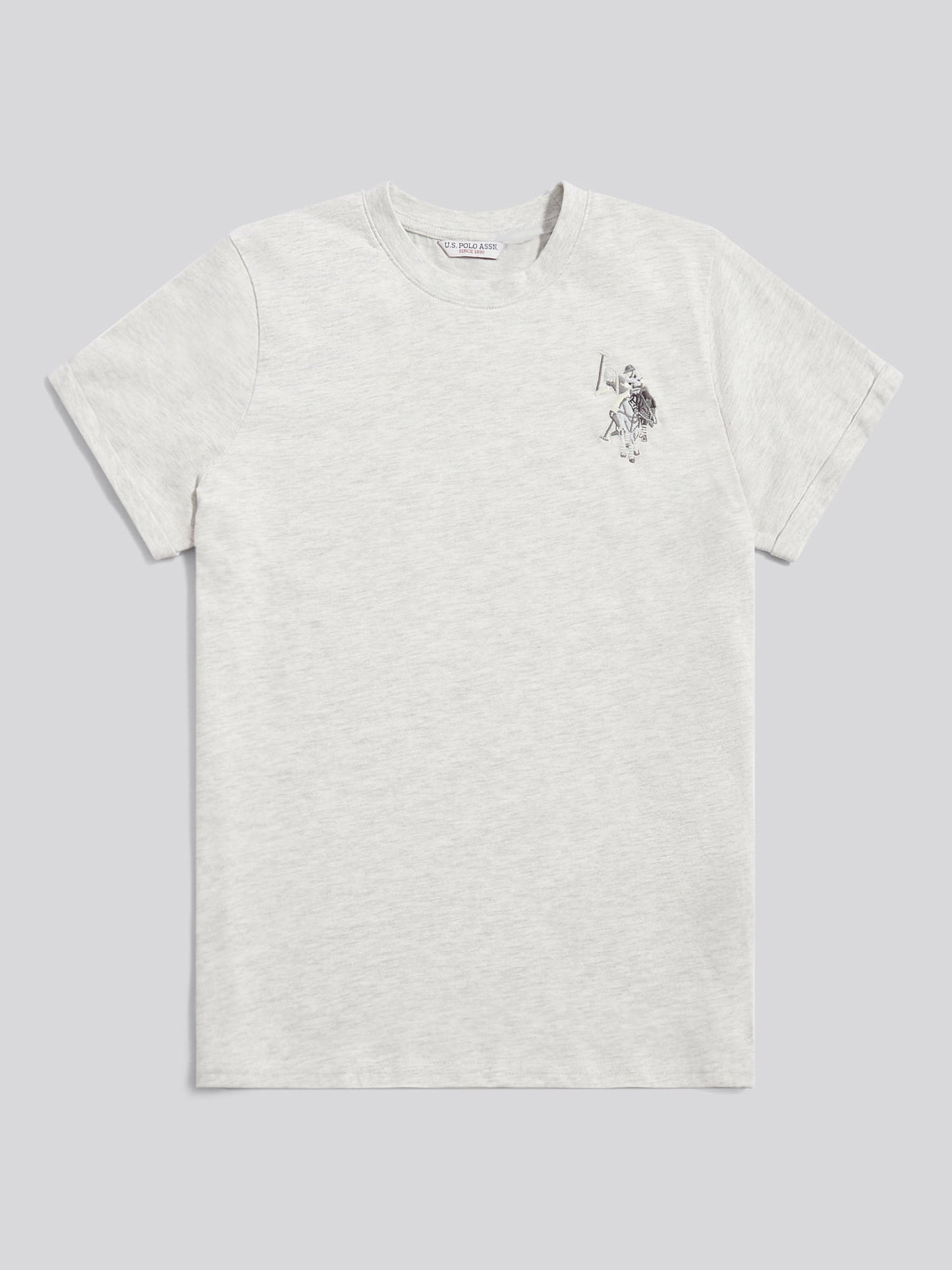 Womens Large Tonal Double Horsemen T-Shirt in Light Grey Marl