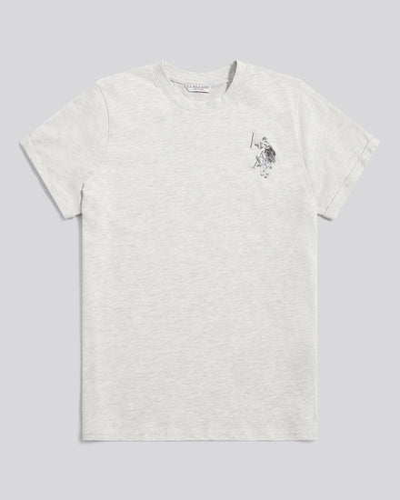 Womens Large Tonal Double Horsemen T-Shirt in Light Grey Marl