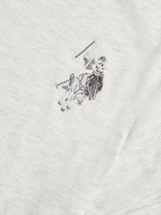 Womens Large Tonal Double Horsemen T-Shirt in Light Grey Marl