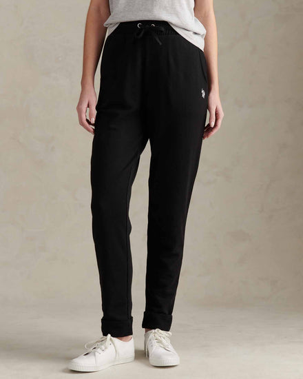 Womens Tonal Double Horsemen Roll Cuff Jogger in Black