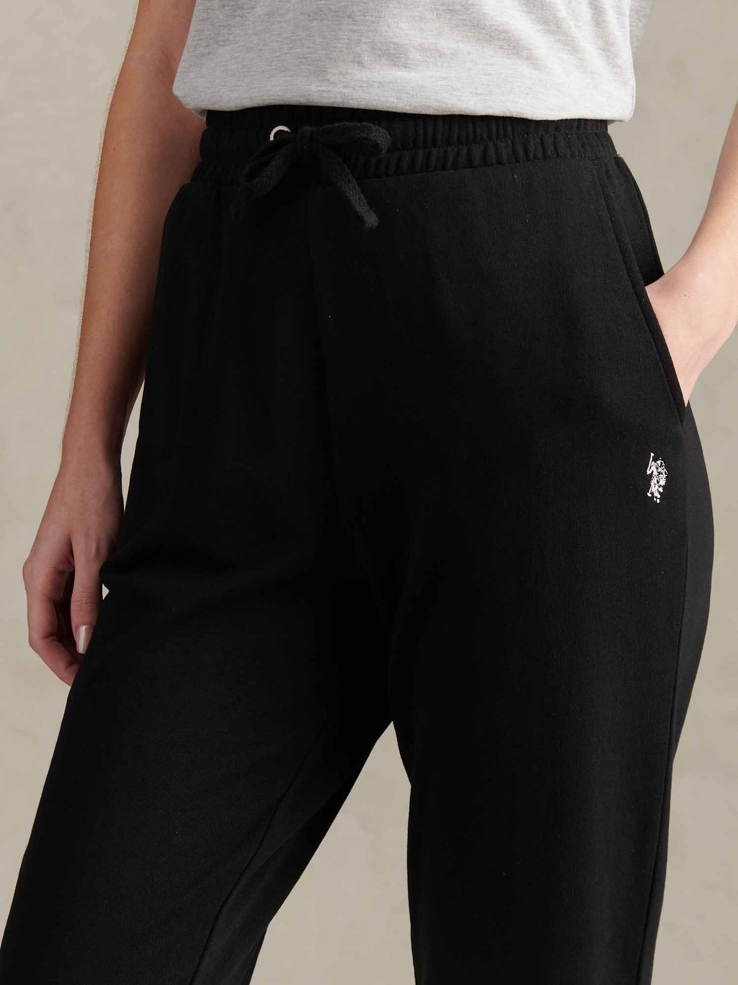 Womens Tonal Double Horsemen Roll Cuff Jogger in Black