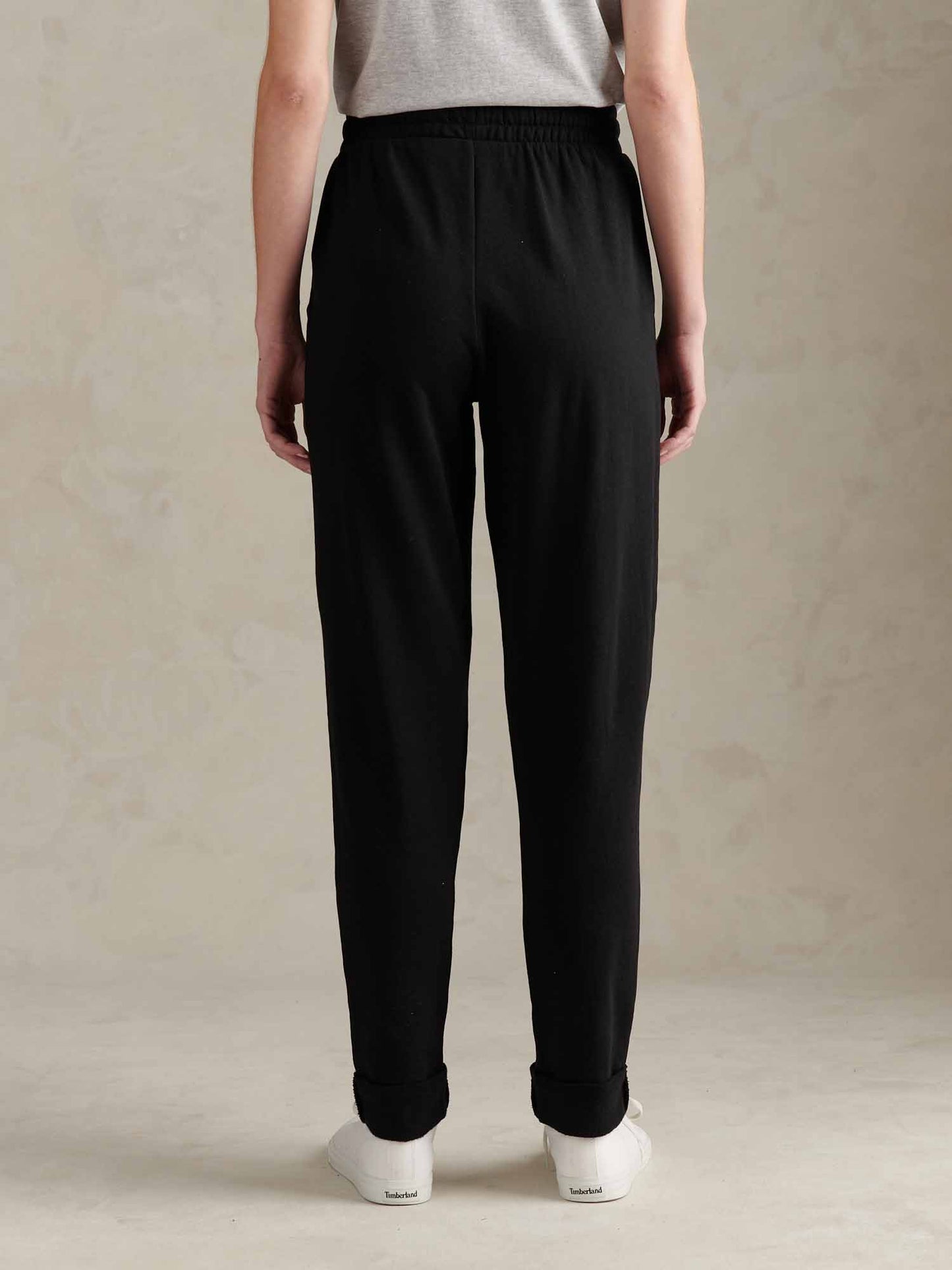 Womens Tonal Double Horsemen Roll Cuff Jogger in Black