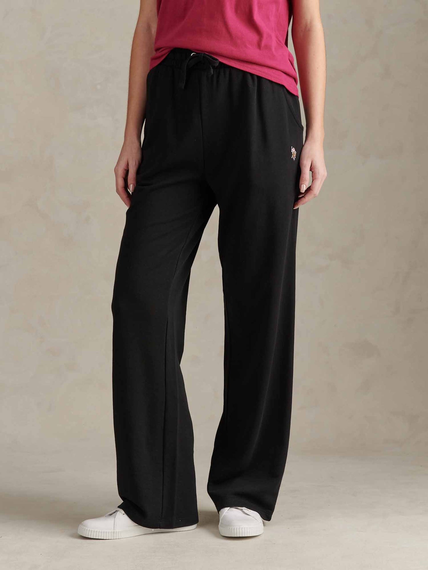 Womens Tonal Double Horsemen Wide Leg Jogger in Black