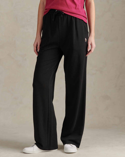 Womens Tonal Double Horsemen Wide Leg Jogger in Black