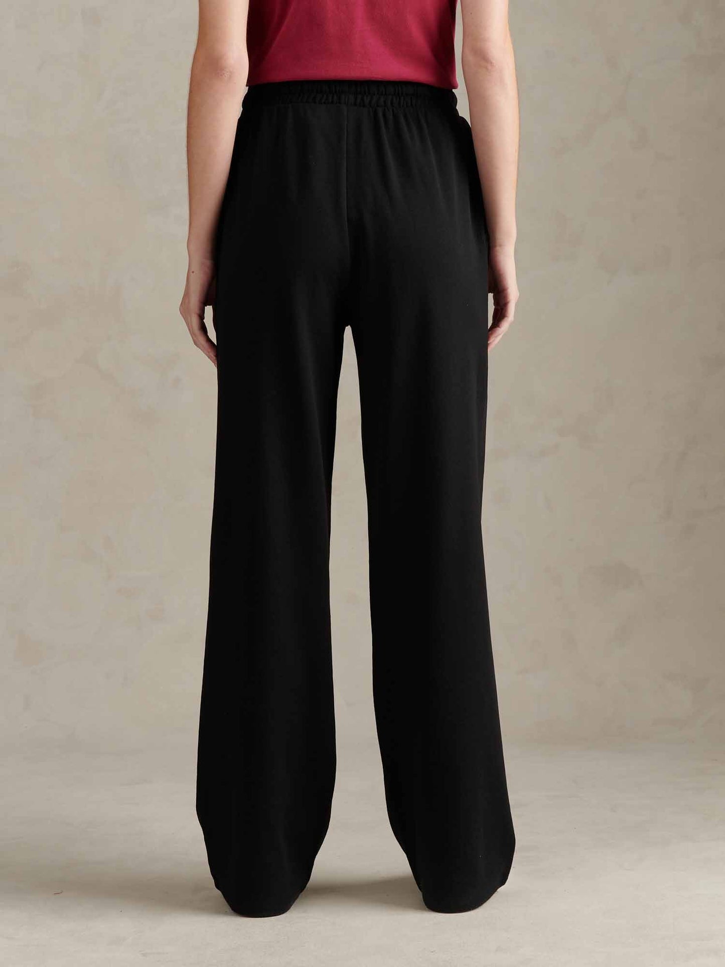 Womens Tonal Double Horsemen Wide Leg Jogger in Black