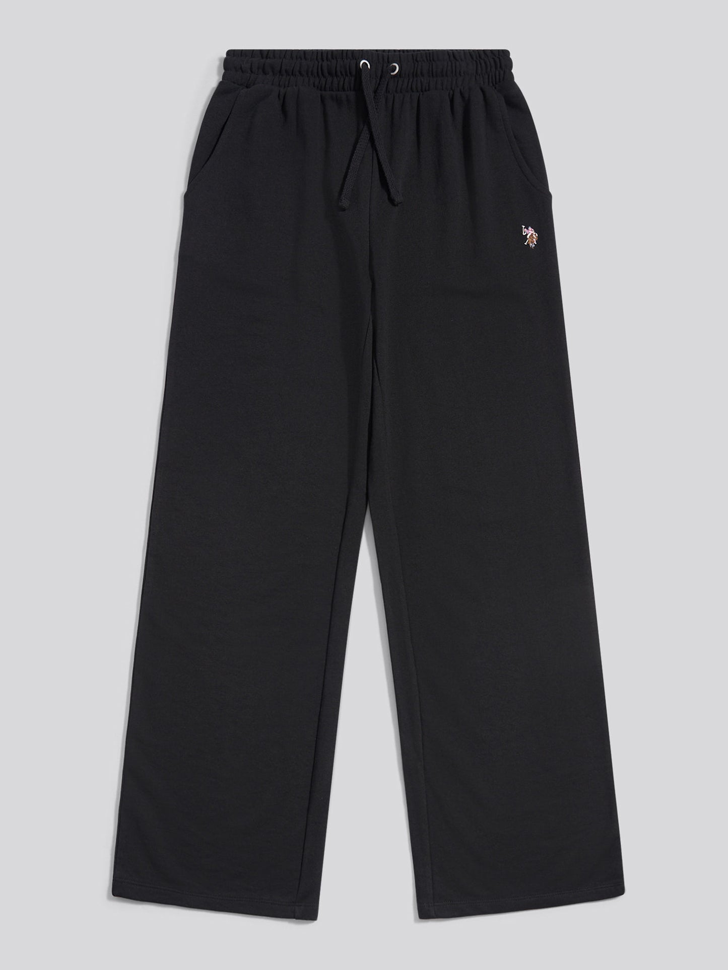 Womens Tonal Double Horsemen Wide Leg Jogger in Black