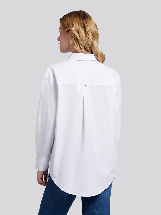 Womens Cotton Poplin Loose Fit Shirt in Bright White