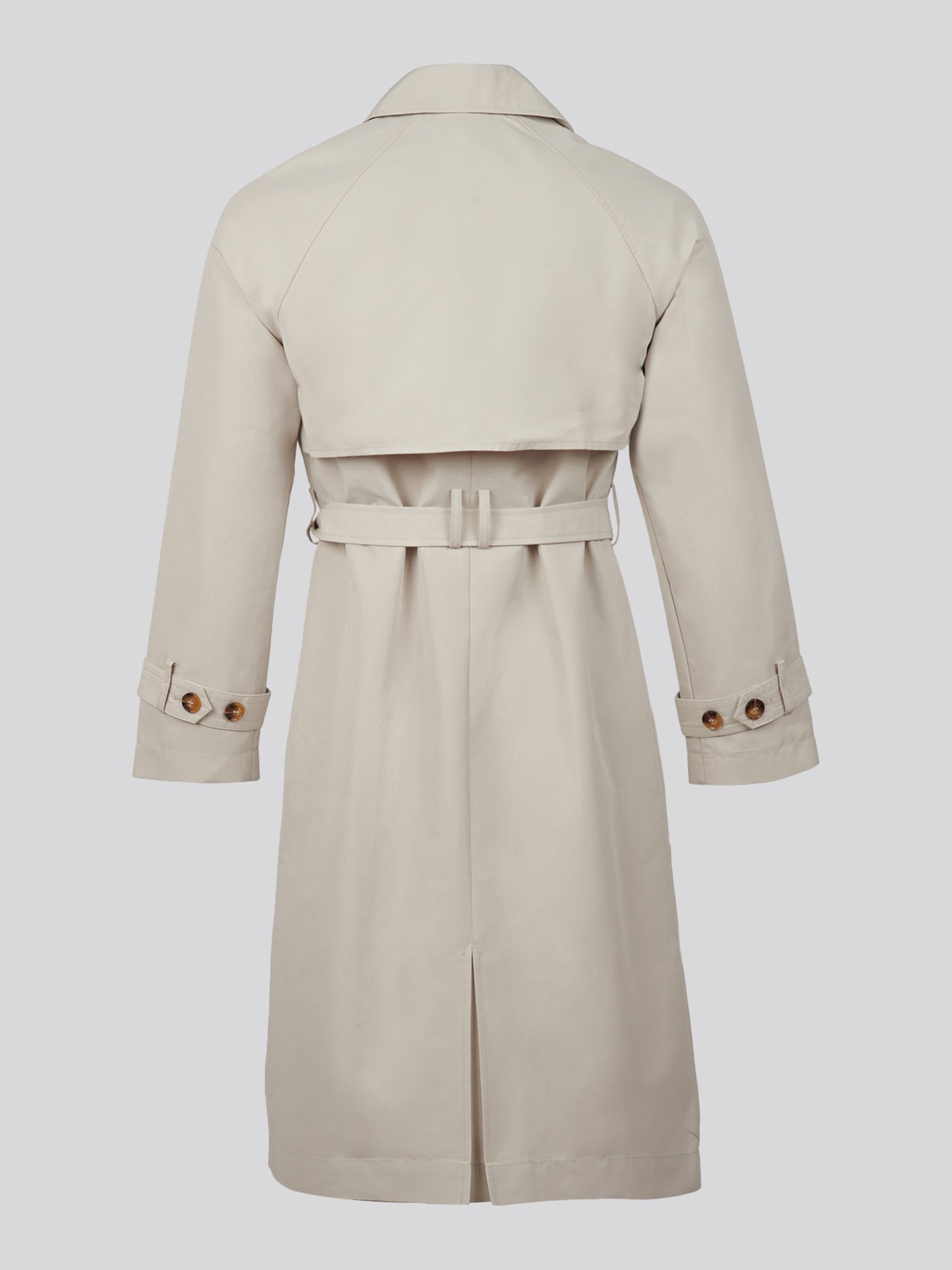 Womens Double Breasted Belted Trench Coat Pumice Stone