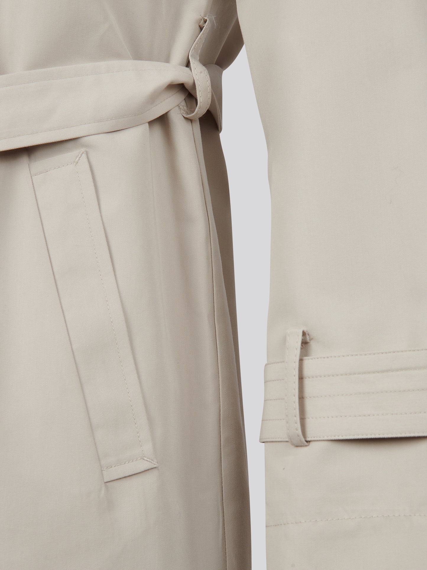 Womens Double Breasted Belted Trench Coat Pumice Stone