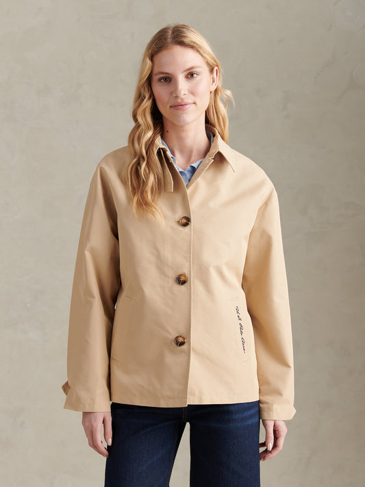 Womens Water Resistant Short Trench Coat Iris Cream
