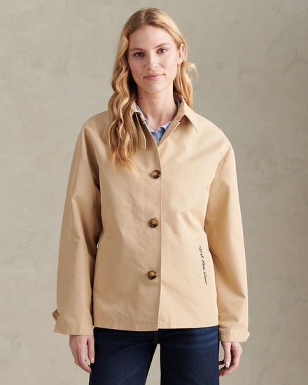 Womens Water Resistant Short Trench Coat Iris Cream