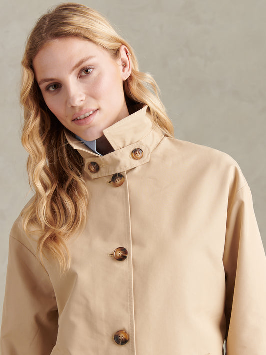 Womens Water Resistant Short Trench Coat Iris Cream
