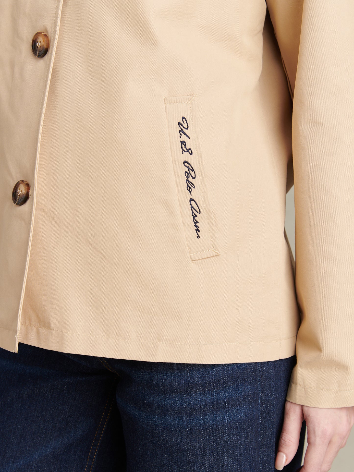 Womens Water Resistant Short Trench Coat Iris Cream