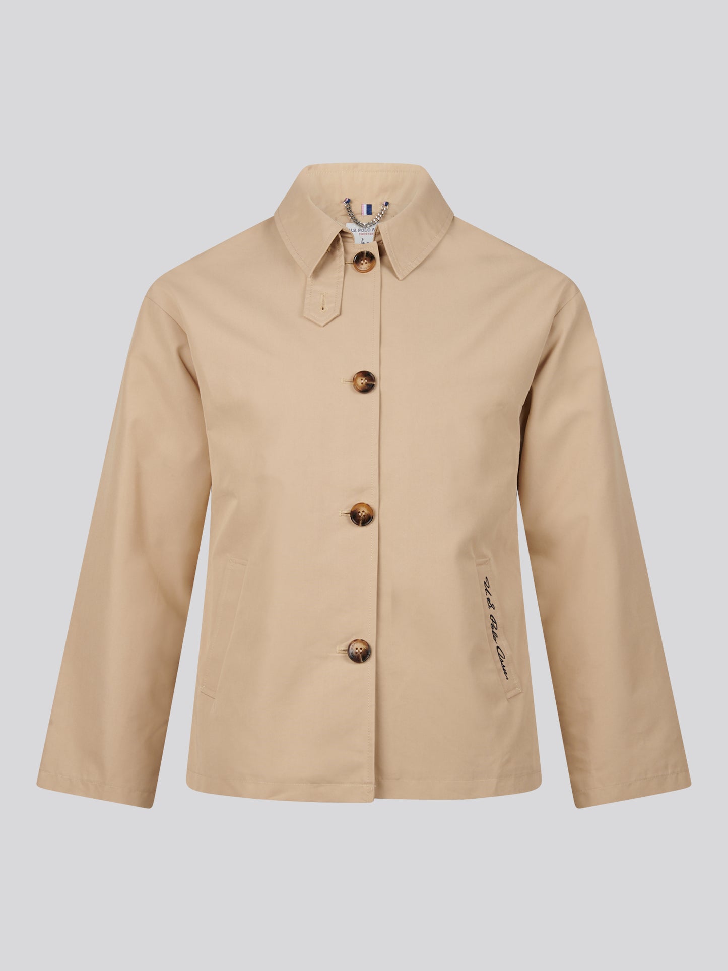 Womens Water Resistant Short Trench Coat Iris Cream
