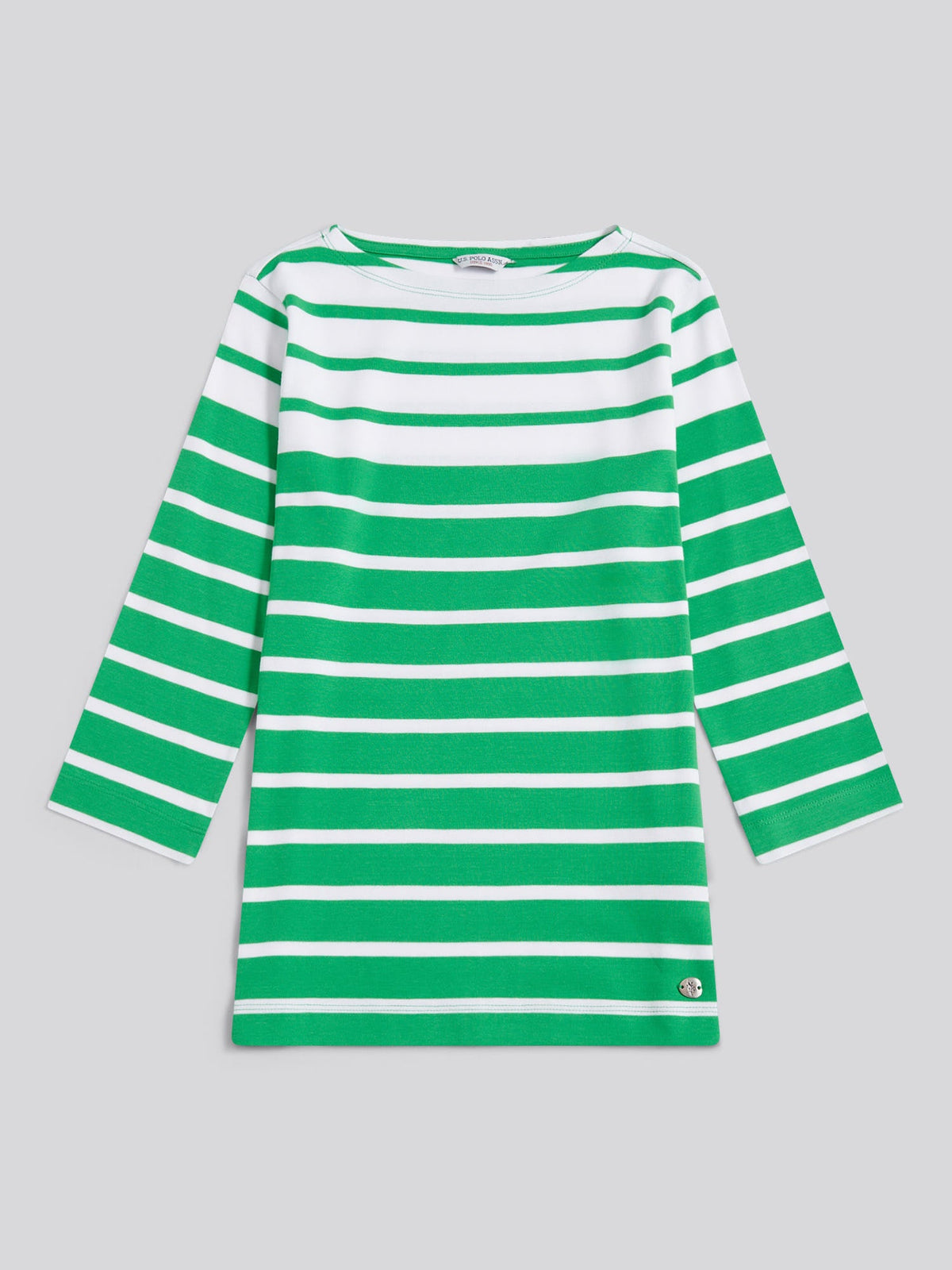 Womens Gradient Stripe Boatneck T-Shirt Kelly Green